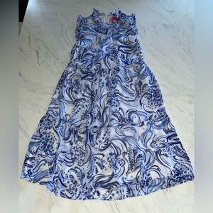 Lilly pulitzer blue white Ruffle tier flowy floral Paisley dress print xxs